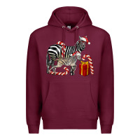 Burgundy Christmas Zebra Baby And Mama Premium Hoodie - LillyAllenDesigns