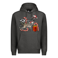 Charcoal Heather Christmas Zebra Baby And Mama Premium Hoodie - LillyAllenDesigns