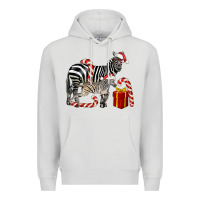 Dove Grey Christmas Zebra Baby And Mama Premium Hoodie - LillyAllenDesigns