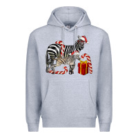 Heather Grey Christmas Zebra Baby And Mama Premium Hoodie - LillyAllenDesigns