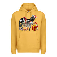 Mustard Christmas Zebra Baby And Mama Premium Hoodie - LillyAllenDesigns
