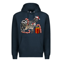 Navy Christmas Zebra Baby And Mama Premium Hoodie - LillyAllenDesigns