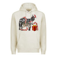 Oatmeal Heather Christmas Zebra Baby And Mama Premium Hoodie - LillyAllenDesigns