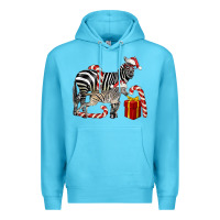 Ocean Blue Christmas Zebra Baby And Mama Premium Hoodie - LillyAllenDesigns