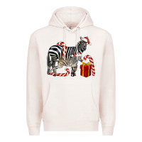Pale Pink Christmas Zebra Baby And Mama Premium Hoodie - LillyAllenDesigns