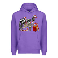 Purple Christmas Zebra Baby And Mama Premium Hoodie - LillyAllenDesigns