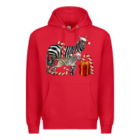 Red Christmas Zebra Baby And Mama Premium Hoodie - LillyAllenDesigns