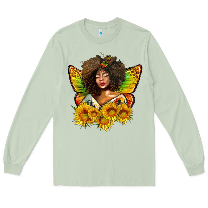 Butterfly Afro Woman Juneteenth Long Sleeve Tee by AdoDesignShop | Teevron