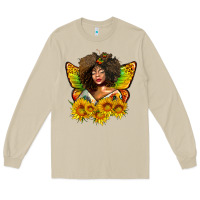 Mushroom butterfly afro woman juneteenth Long Sleeve Tee - AdoDesignShop