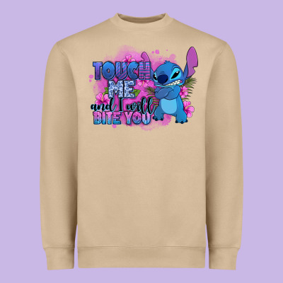Touch Me And I Will Bite You Stitch Heavyweight Sweatshirt Designed By Zillion Design Studio