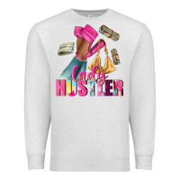 Oatmeal Heather lady hustler afro high heels Premium Sweatshirt - NancyCooperArtShop