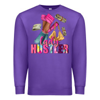 Purple lady hustler afro high heels Premium Sweatshirt - NancyCooperArtShop