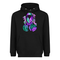 Black purple and green anal cancer with boxing gloves na Heavyweight Hoodie - NancyCooperArtShop