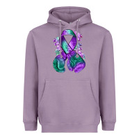 Lavender purple and green anal cancer with boxing gloves na Heavyweight Hoodie - NancyCooperArtShop