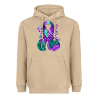 Mushroom purple and green anal cancer with boxing gloves na Heavyweight Hoodie - NancyCooperArtShop