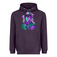 Plum purple and green anal cancer with boxing gloves na Heavyweight Hoodie - NancyCooperArtShop