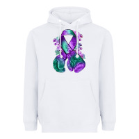 White purple and green anal cancer with boxing gloves na Heavyweight Hoodie - NancyCooperArtShop