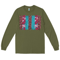 Army Green valentines day leopard rose glitter brush stoke Long Sleeve Tee - JahusDesignShop