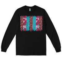 Black valentines day leopard rose glitter brush stoke Long Sleeve Tee - JahusDesignShop