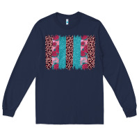 Navy valentines day leopard rose glitter brush stoke Long Sleeve Tee - JahusDesignShop