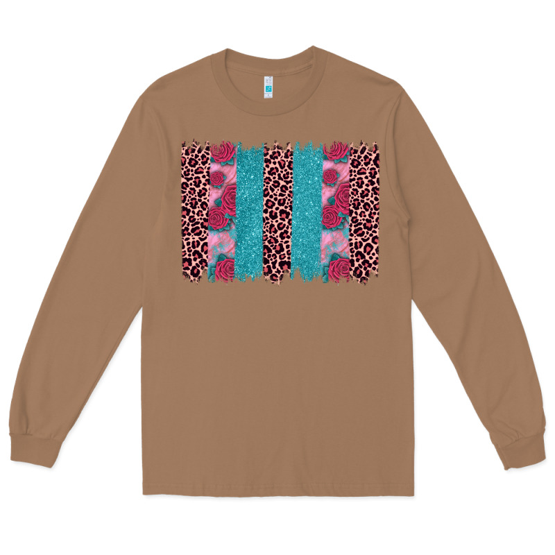 Valentines Day Leopard Rose Glitter Brush Stoke Long Sleeve Tee by JahusDesignShop | Teevron
