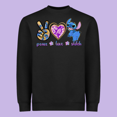 Peace Love Stitch Heavyweight Sweatshirt Designed By Texasbilliewilder