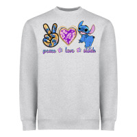Heather Grey peace love stitch Heavyweight Sweatshirt - texasbilliewilder