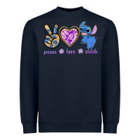 Navy peace love stitch Heavyweight Sweatshirt - texasbilliewilder