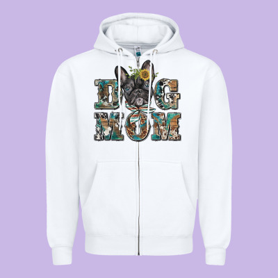 Dog Mom French Bulldog Zipper Hoodie Designed By Barkaloodesign