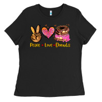 Black peace love donuts Ladies Tee - AdoDesignShop