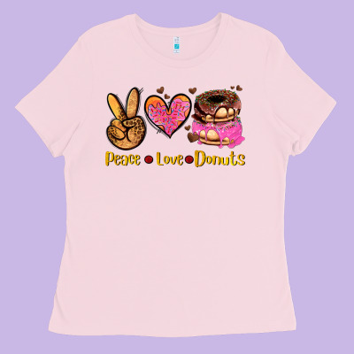 Peace Love Donuts Ladies Tee Designed By Adodesignshop
