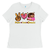 White peace love donuts Ladies Tee - AdoDesignShop