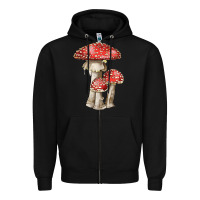 Black Autumn Mushroom Illustrations Zipper Hoodie - LillyAllenDesigns