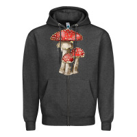 Charcoal Heather Autumn Mushroom Illustrations Zipper Hoodie - LillyAllenDesigns