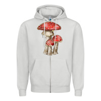 Dove Grey Autumn Mushroom Illustrations Zipper Hoodie - LillyAllenDesigns