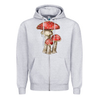 Heather Grey Autumn Mushroom Illustrations Zipper Hoodie - LillyAllenDesigns