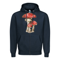 Navy Autumn Mushroom Illustrations Zipper Hoodie - LillyAllenDesigns