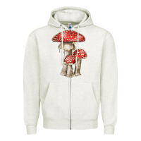 Oatmeal Heather Autumn Mushroom Illustrations Zipper Hoodie - LillyAllenDesigns