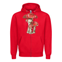 Red Autumn Mushroom Illustrations Zipper Hoodie - LillyAllenDesigns