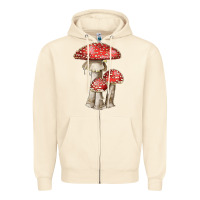 Sandshell Autumn Mushroom Illustrations Zipper Hoodie - LillyAllenDesigns