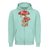 Seafoam Autumn Mushroom Illustrations Zipper Hoodie - LillyAllenDesigns