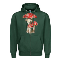 Sports Green Autumn Mushroom Illustrations Zipper Hoodie - LillyAllenDesigns