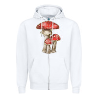 White Autumn Mushroom Illustrations Zipper Hoodie - LillyAllenDesigns