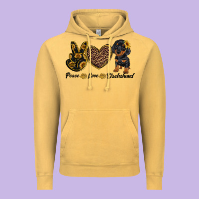 Peace Love Dachshund Vintage Hoodie Designed By Ranaportraitstore