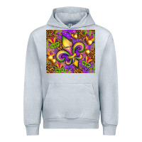 Heather Grey Mardi Gras fleur de lis Urban Hoodie - NancyCooperArtShop