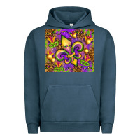 Pigment Midnight Navy Mardi Gras fleur de lis Urban Hoodie - NancyCooperArtShop