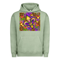 Pigment Oil Green Mardi Gras fleur de lis Urban Hoodie - NancyCooperArtShop