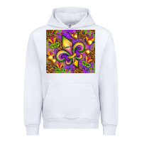 White Mardi Gras fleur de lis Urban Hoodie - NancyCooperArtShop