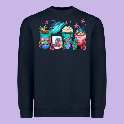Turtle Coffee Cups Heavyweight Sweatshirt Designed By Zillion Design Studio