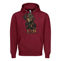 Burgundy dachshund Zipper Hoodie - BarkalooDesign